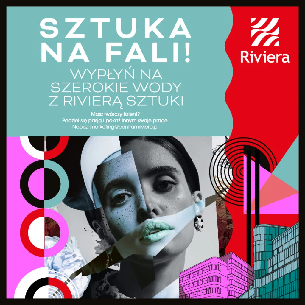 Plakat promujący wydarzenie Sztuka na Fali w Centrum Riviera.