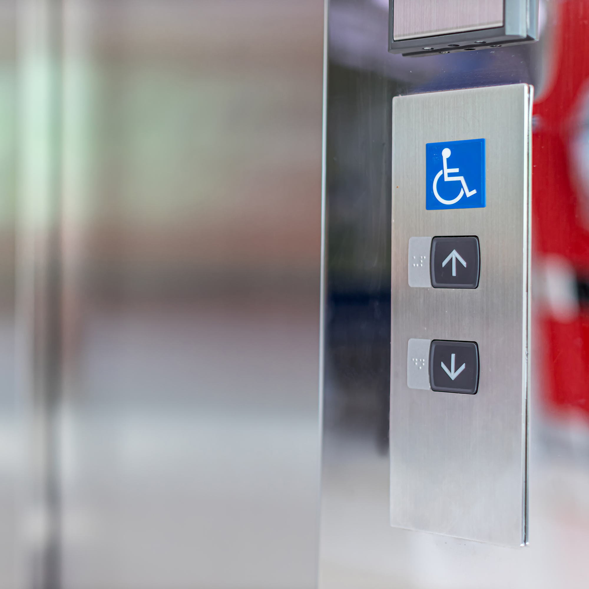 Image,Of,Disabled,Lift,Button.,Stainless,Steel,Elevator,Panel,Push