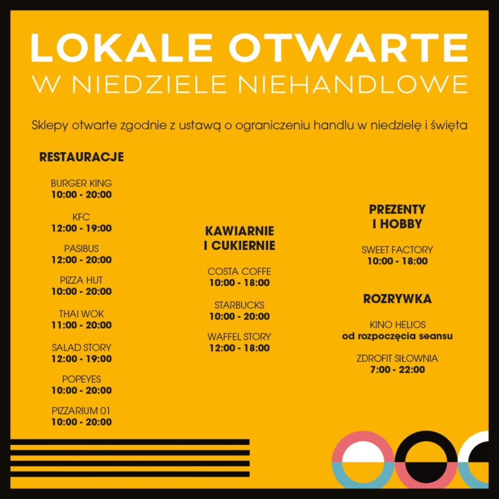 Lista lokali otwartych w niedziele w Centrum Riviera.