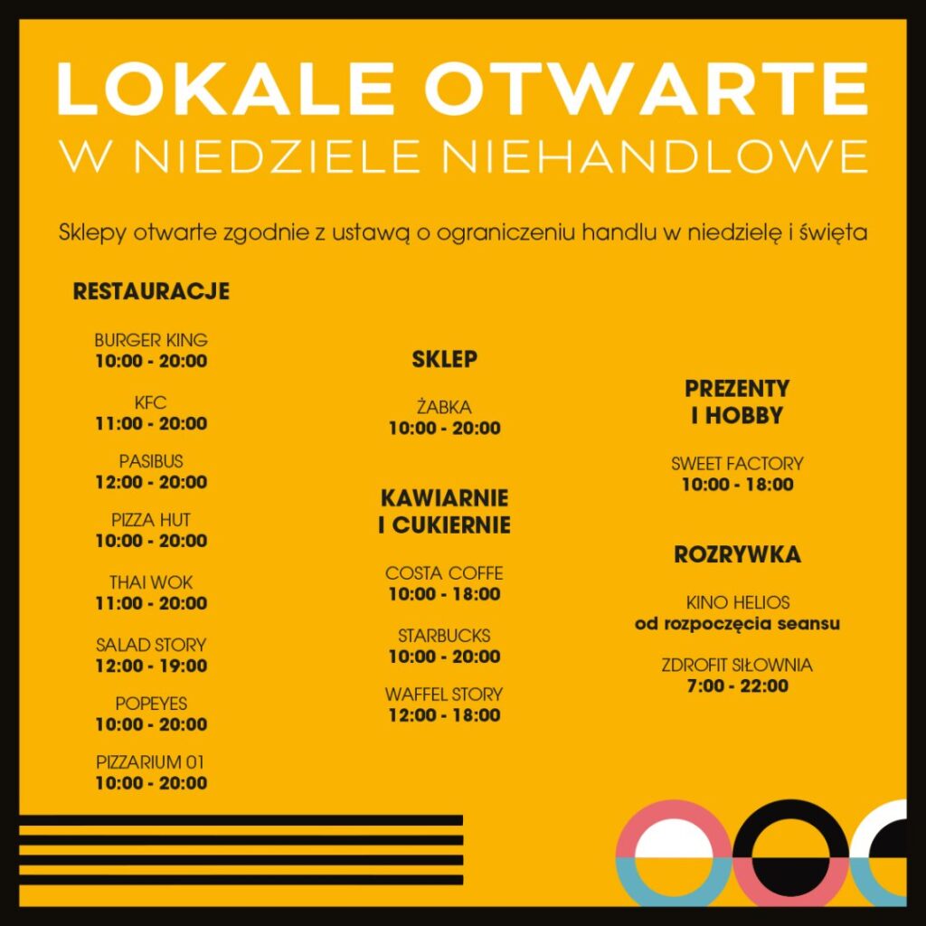 Lista lokali otwartych w niedziele niehandlowe w Centrum Riviera.