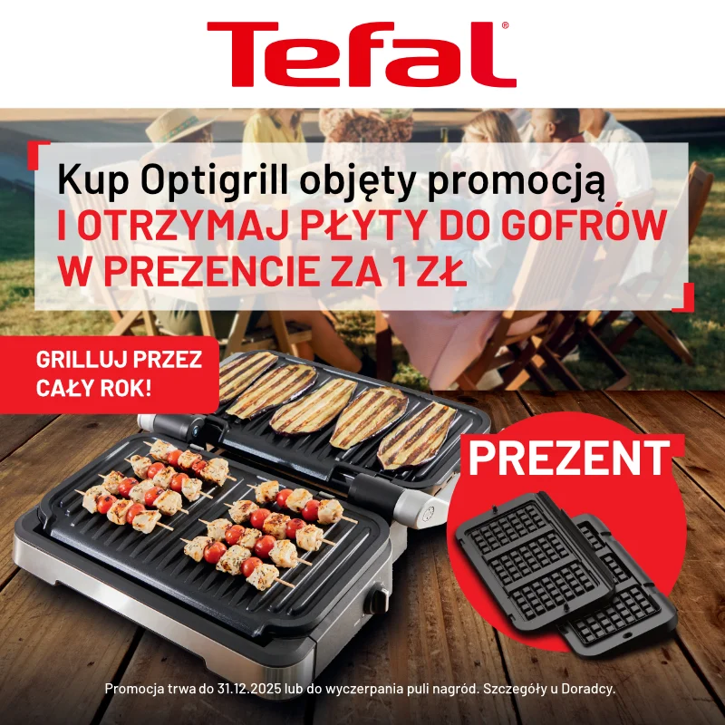 Promocja Tefal Optigrill z płytami do gofrów w prezencie.