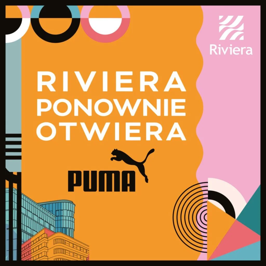 Grafika promująca otwarcie sklepu Puma w Centrum Riviera.