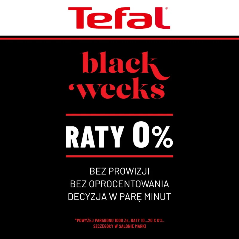 Promocja Tefal Black Weeks z ratami 0% w Centrum Riviera.