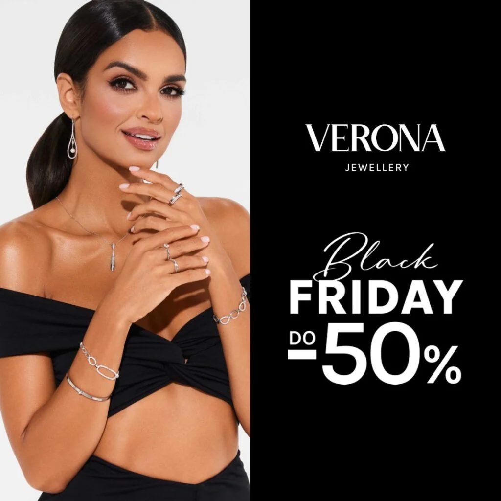 Kobieta w biżuterii Verona, promocja Black Friday do 50%.