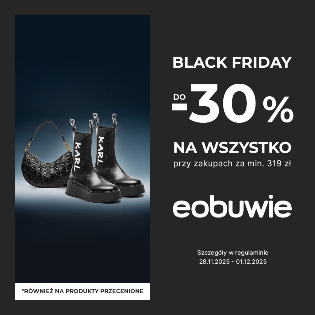 Promocja Black Friday na obuwie i torebki z rabatem do 30%.