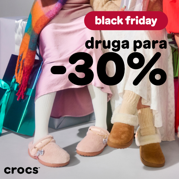 Promocja Black Friday na Crocs w Centrum Riviera, druga para -30%.