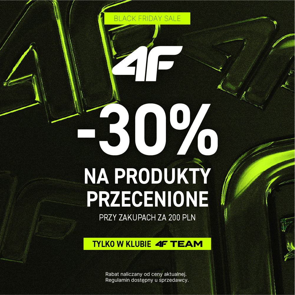 Promocja Black Friday, zniżka 30% na przecenione produkty.