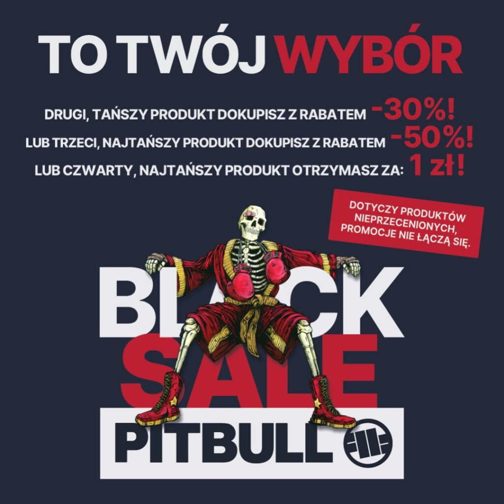 Promocja Black Sale w Centrum Riviera z grafiką szkieletu.