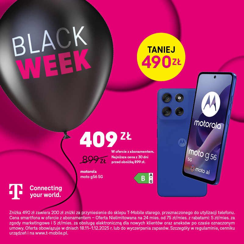 Promocja Black Week na smartfon Motorola moto g56 5G.