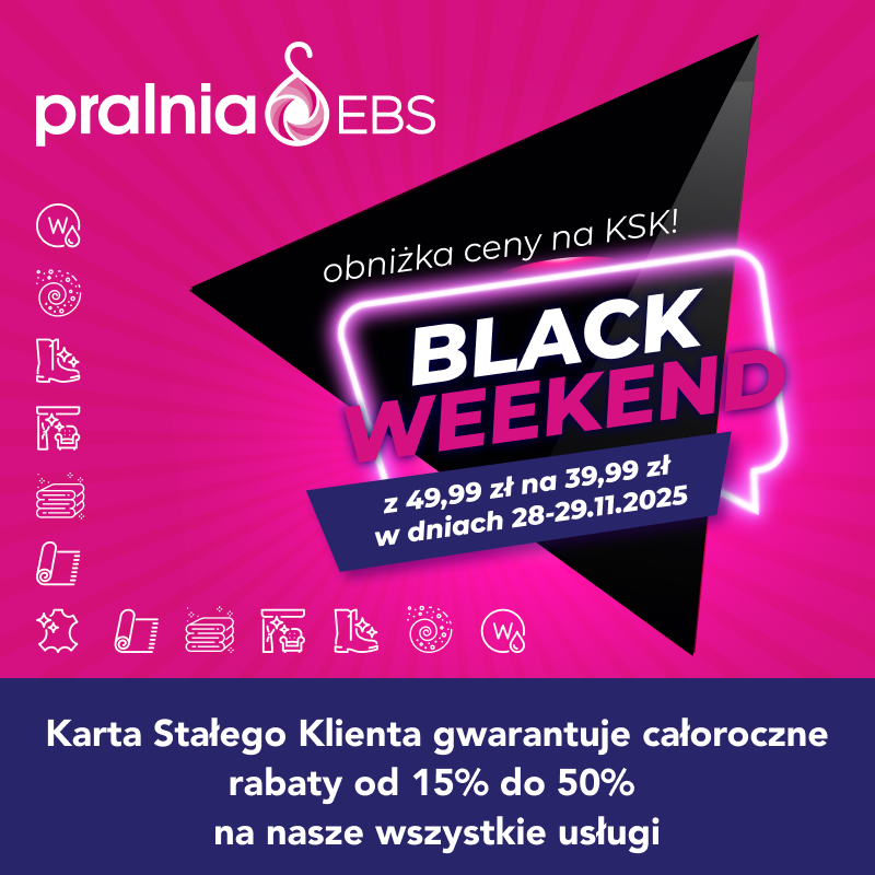 Promocja Black Weekend w pralni EBS z obniżką cen na KSK.