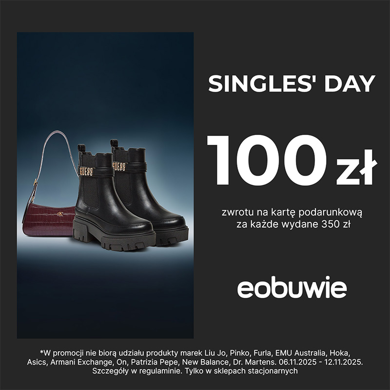 Czarne botki damskie i bordowa torebka na promocji Singles' Day.