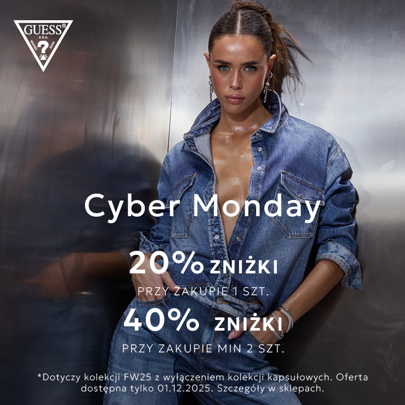 Modelka w dżinsowej kurtce promująca Cyber Monday w Centrum Riviera.