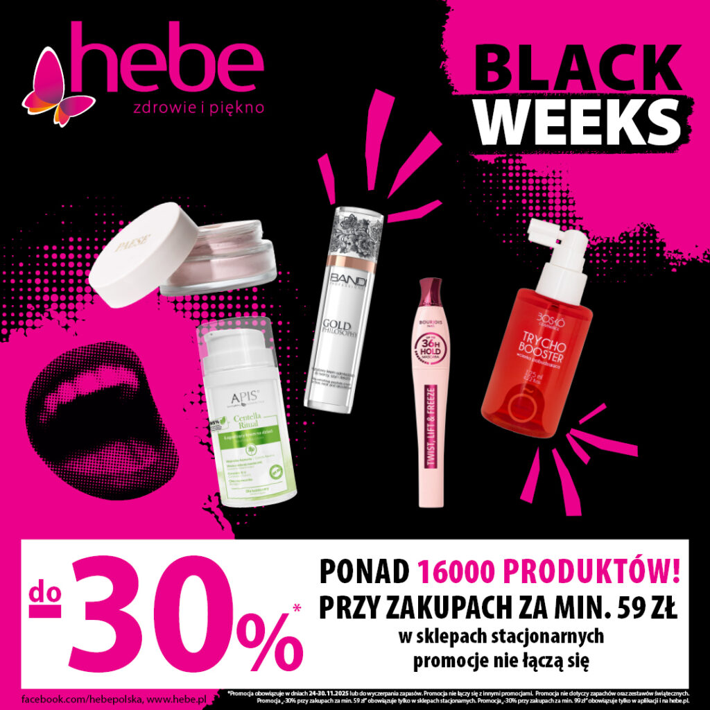 Promocje Hebe Black Weeks zniżki do 30% na ponad 16000 produktów.