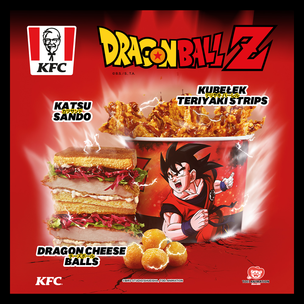 Promocja KFC z Dragon Ball Z, kubełek Teriyaki, Katsu Sando, Dragon Cheese Balls.