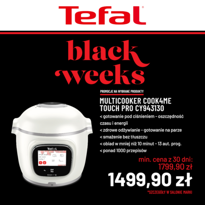 Multicooker Tefal Cook4Me Touch Pro w promocji Black Weeks.