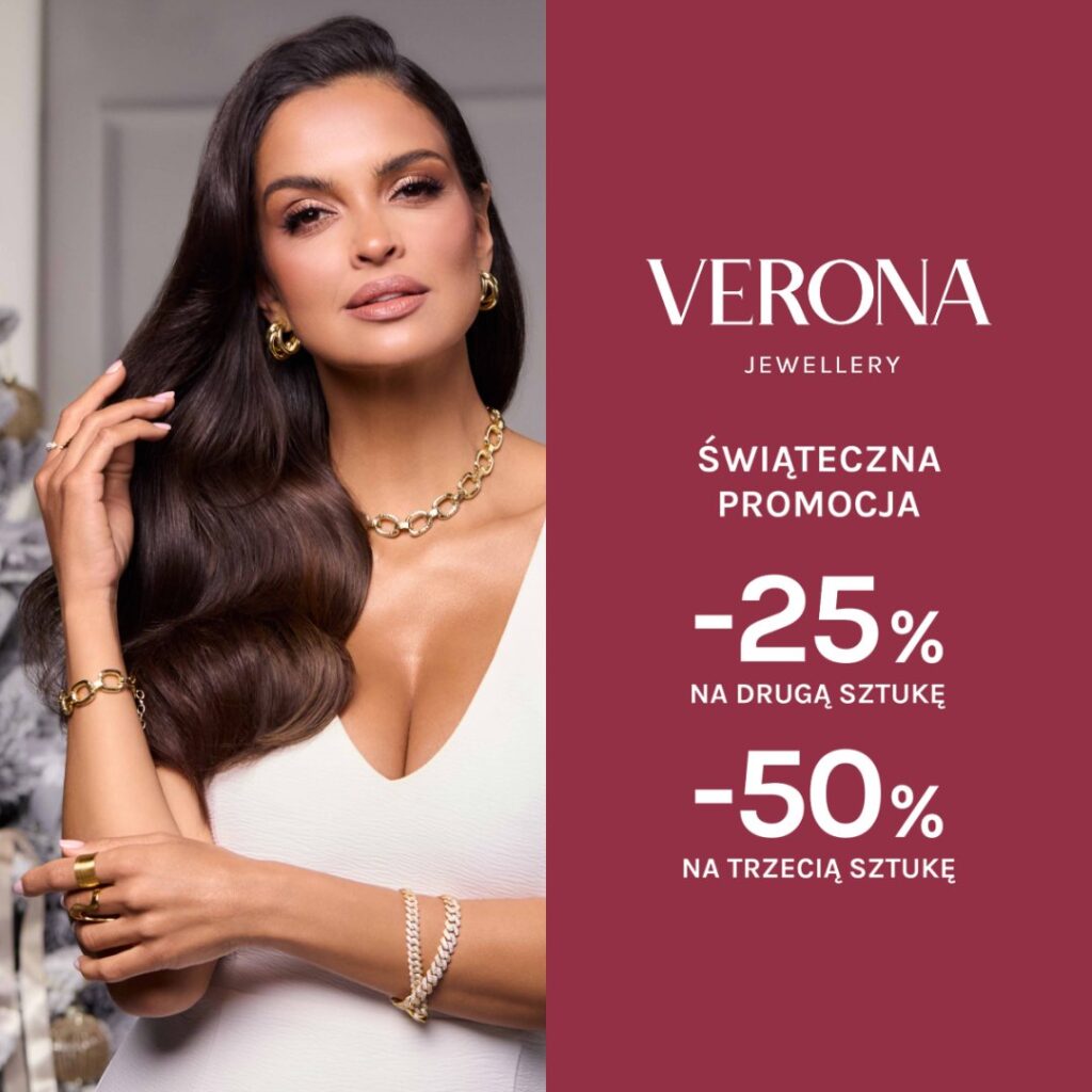 Kobieta w biżuterii Verona, świąteczna promocja.
