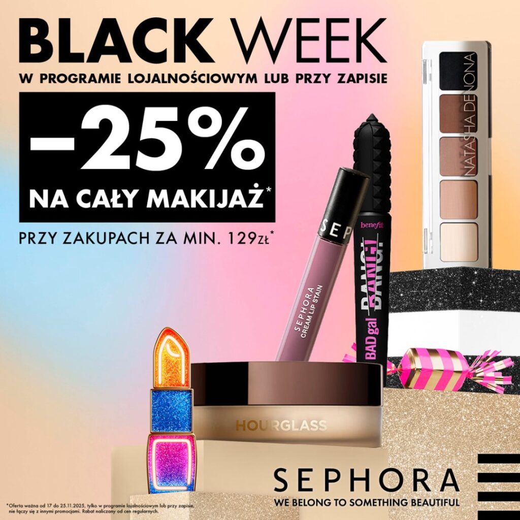 Promocja Sephora -25% na cały makijaż podczas Black Week.