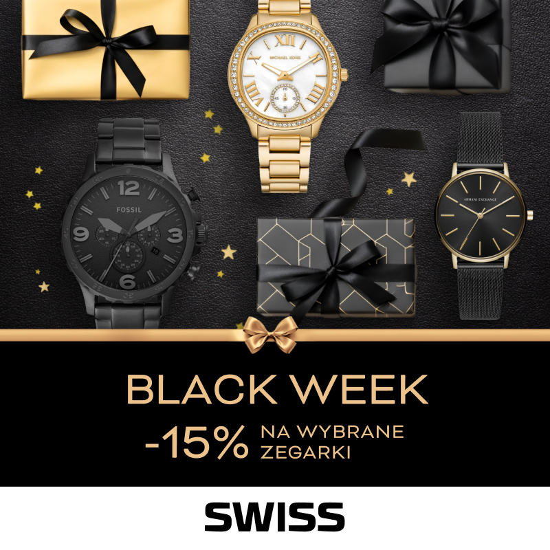 Promocja Black Week na zegarki z rabatem 15%.