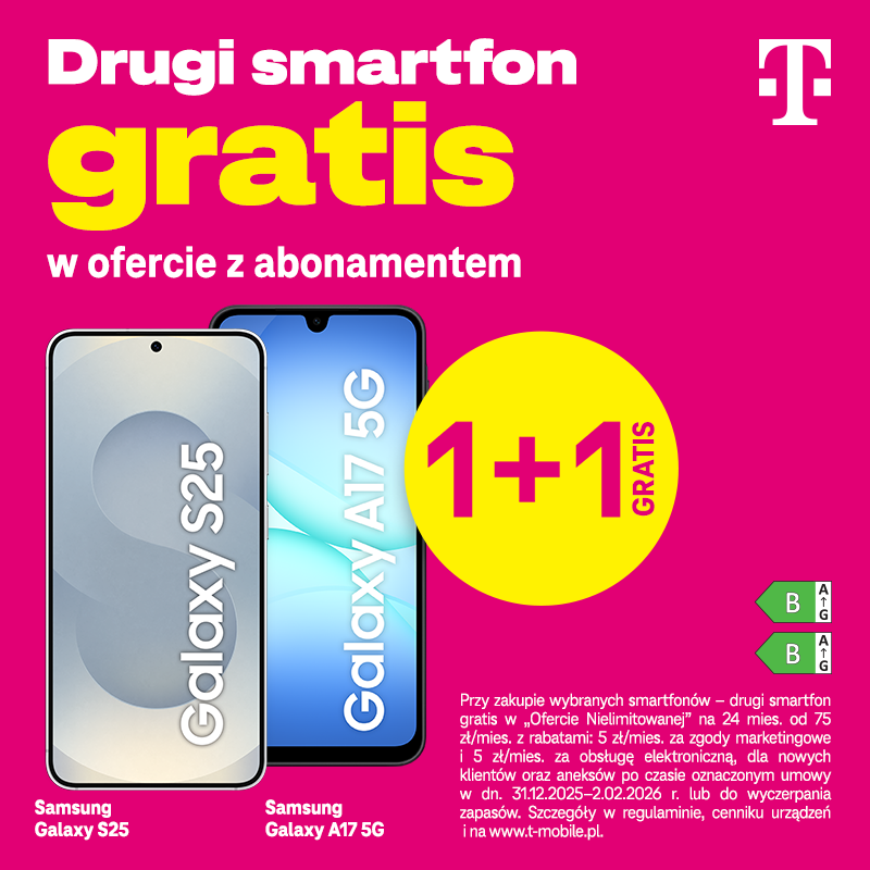 Promocja: drugi smartfon gratis przy zakupie abonamentu.