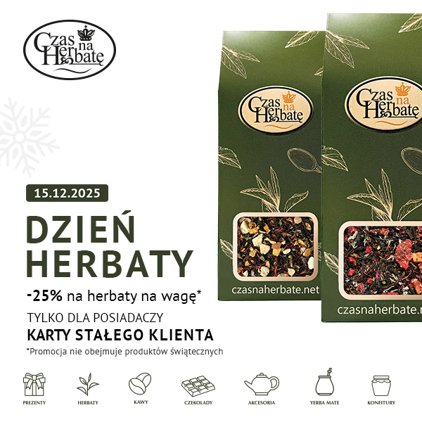 Promocja na Dzień Herbaty w Centrum Riviera, 25% zniżki na herbaty na wagę.