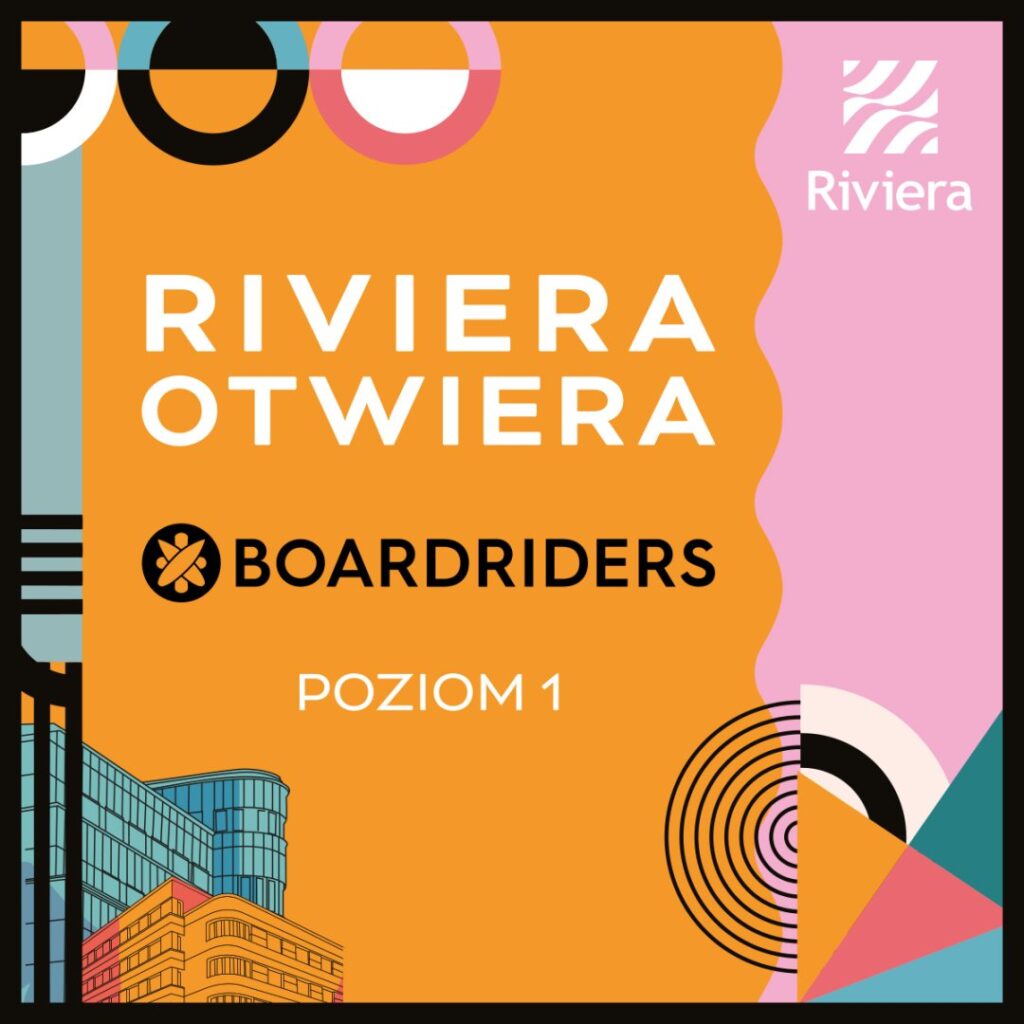 Grafika promująca otwarcie Boardriders w Centrum Riviera.
