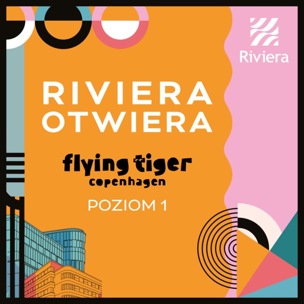 Grafika promująca otwarcie sklepu Flying Tiger w Centrum Riviera.