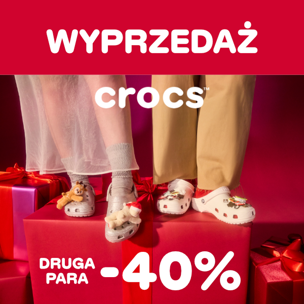 Wyprzedaż butów Crocs, druga para minus 40 procent.