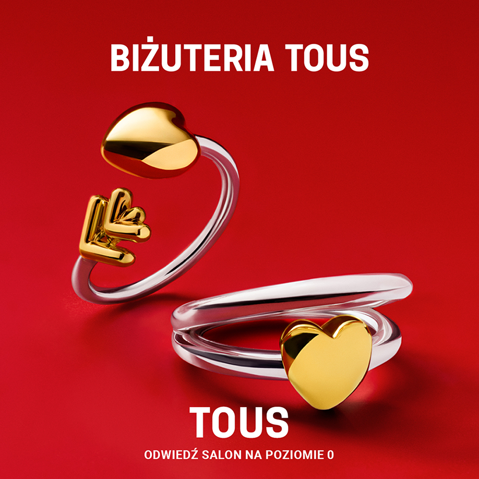 Pierścionki Tous z motywem serca na czerwonym tle.