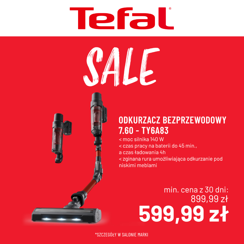 Bezprzewodowy odkurzacz Tefal na promocji w Centrum Riviera.