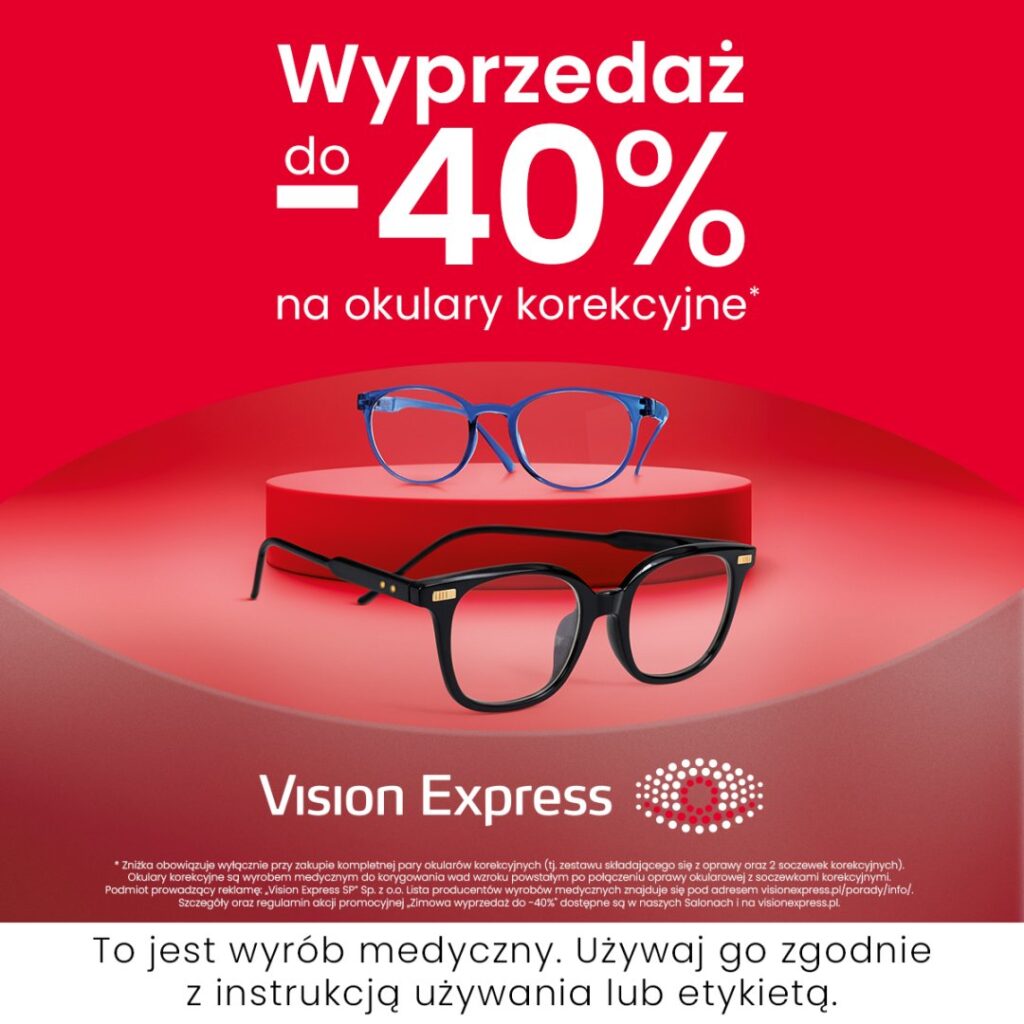 Okulary korekcyjne na wyprzedaży do 40% w Vision Express.