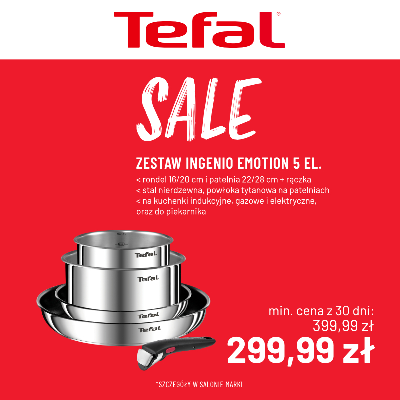 Zestaw patelni Tefal Ingenio Emotion 5 elementów na promocji.