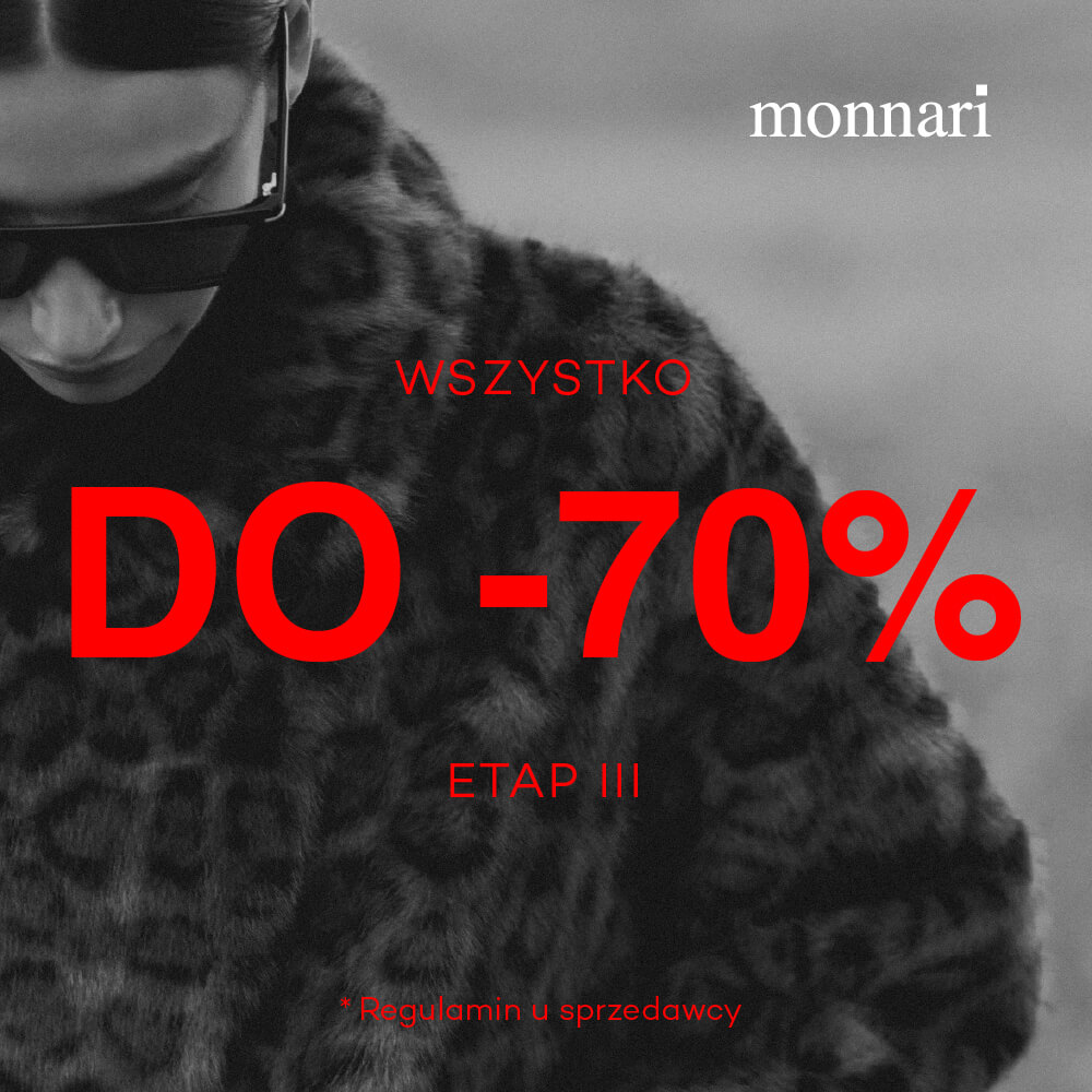 Kobieta w okularach przeciwsłonecznych, promocja Monnari do 70%.