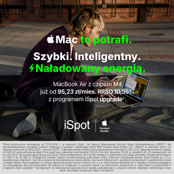 Reklama MacBook Air z czipem M4 na ulicy.