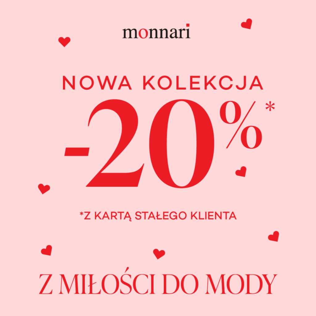 Grafika promująca nową kolekcję z rabatem 20% w Centrum Riviera.