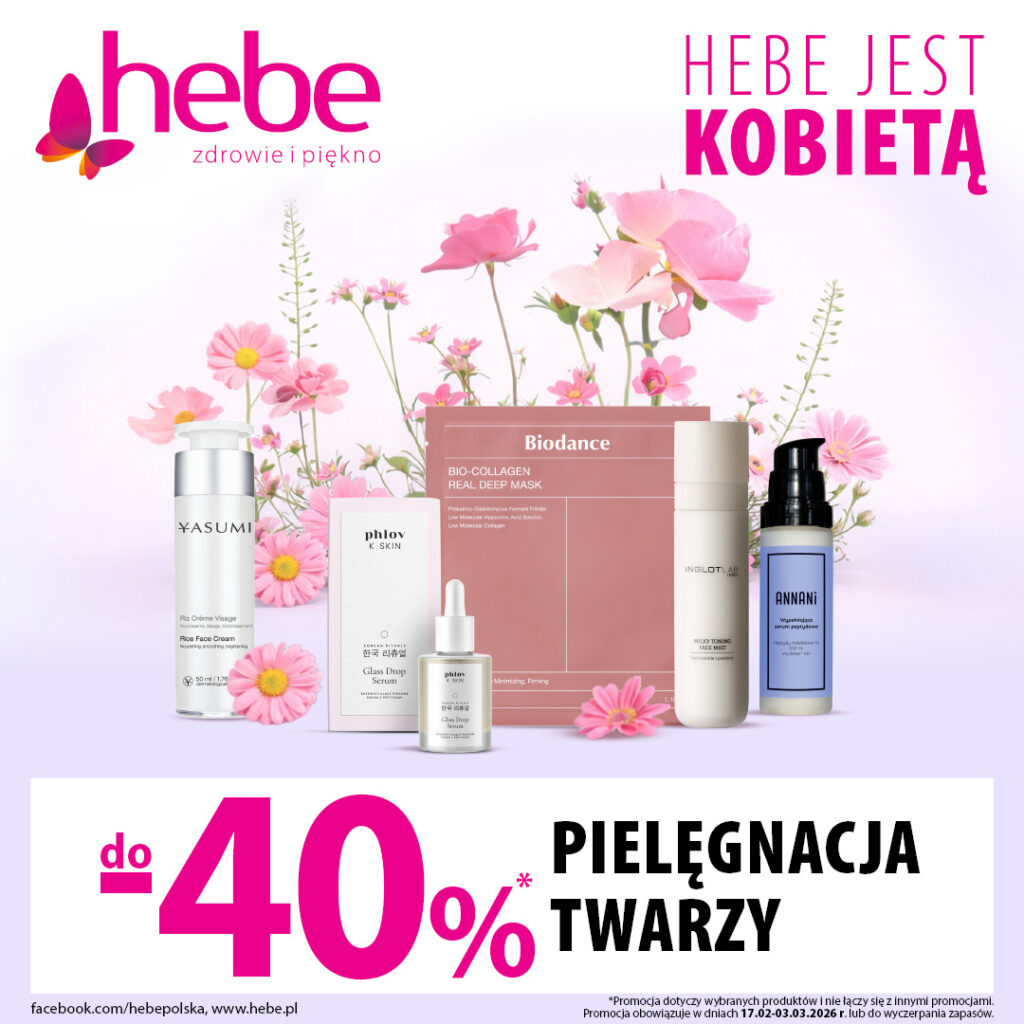 Produkty do pielęgnacji twarzy z rabatem do 40% w Hebe.