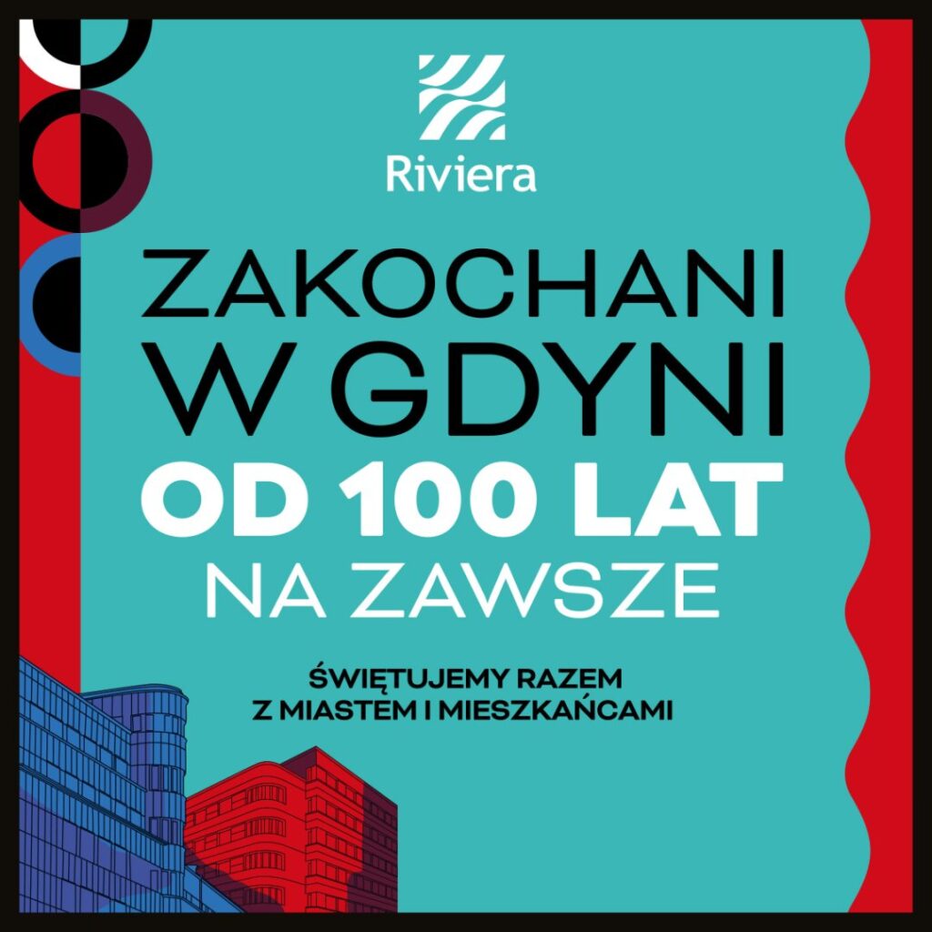 Plakat promujący wydarzenie Zakochani w Gdyni, Centrum Riviera.