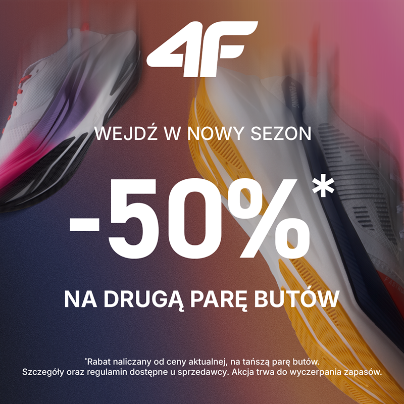Promocja na buty sportowe, 50% zniżki na drugą parę.