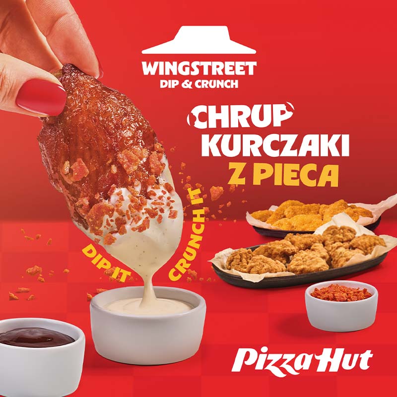 Chrupkie kurczaki z pieca z sosami w Pizza Hut.