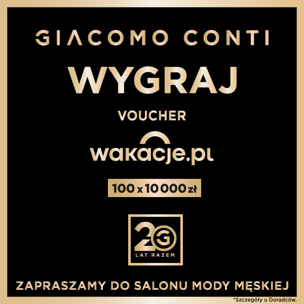 Voucher Giacomo Conti na wakacje.pl o wartości 10 000 zł.