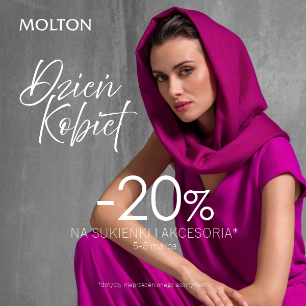 Kobieta w różowej sukience i chuście, promocja Dzień Kobiet.