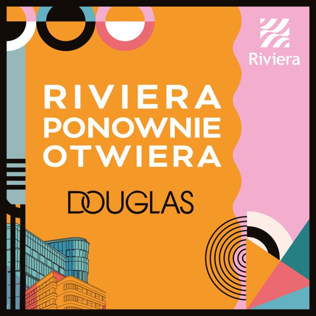 Grafika promująca otwarcie Douglas w Centrum Riviera.