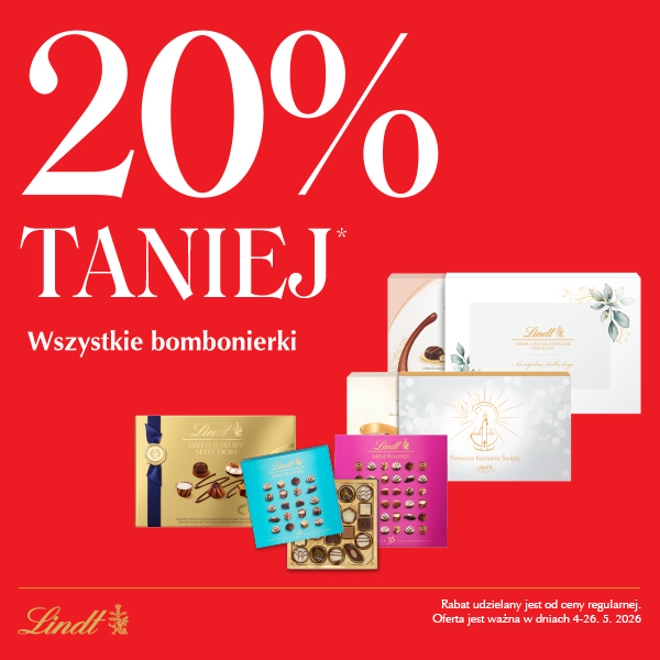 Promocja Lindt, 20% taniej na wszystkie bombonierki.