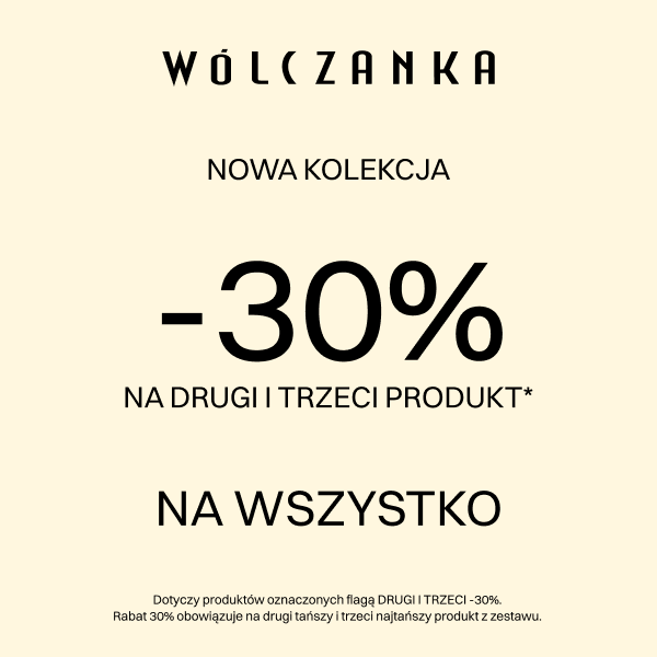 Grafika promocyjna Wólczanka z rabatem 30% na drugi i trzeci produkt.
