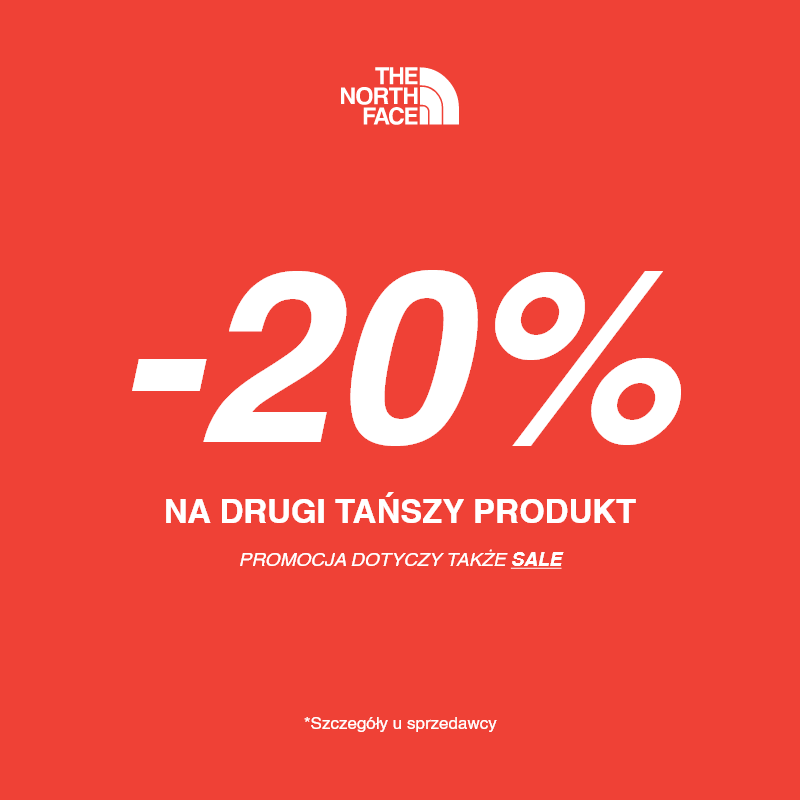 Promocja The North Face, 20% zniżki na drugi tańszy produkt.