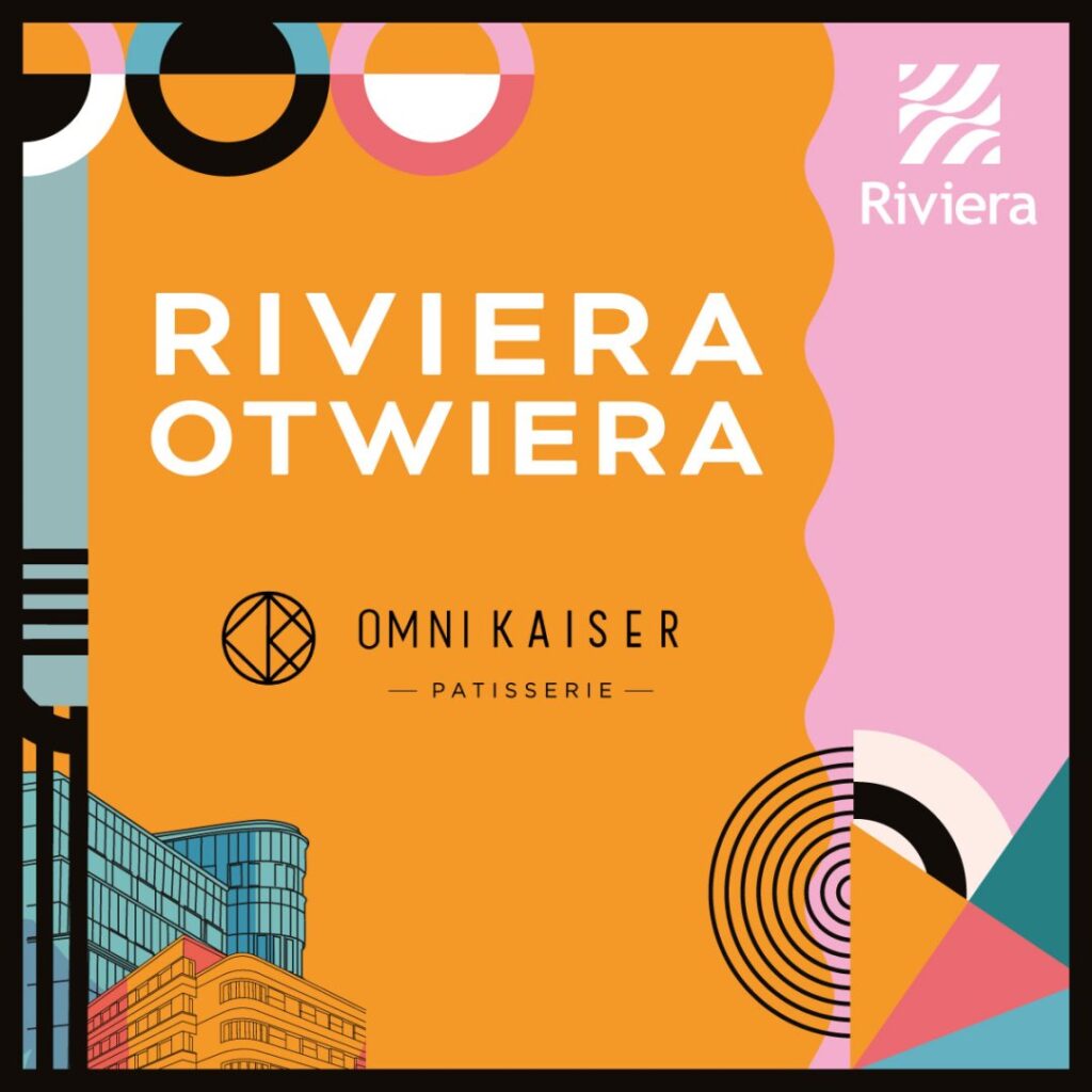Grafika promująca otwarcie cukierni Omni Kaiser w Centrum Riviera.