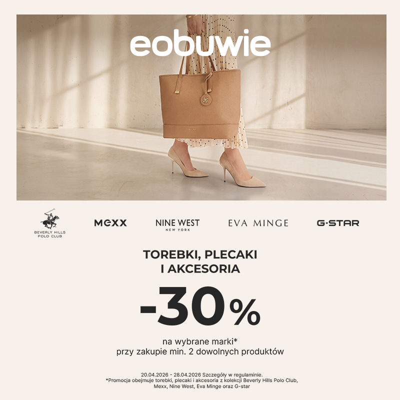 Promocja na torebki i plecaki, zniżka 30% na wybrane marki.